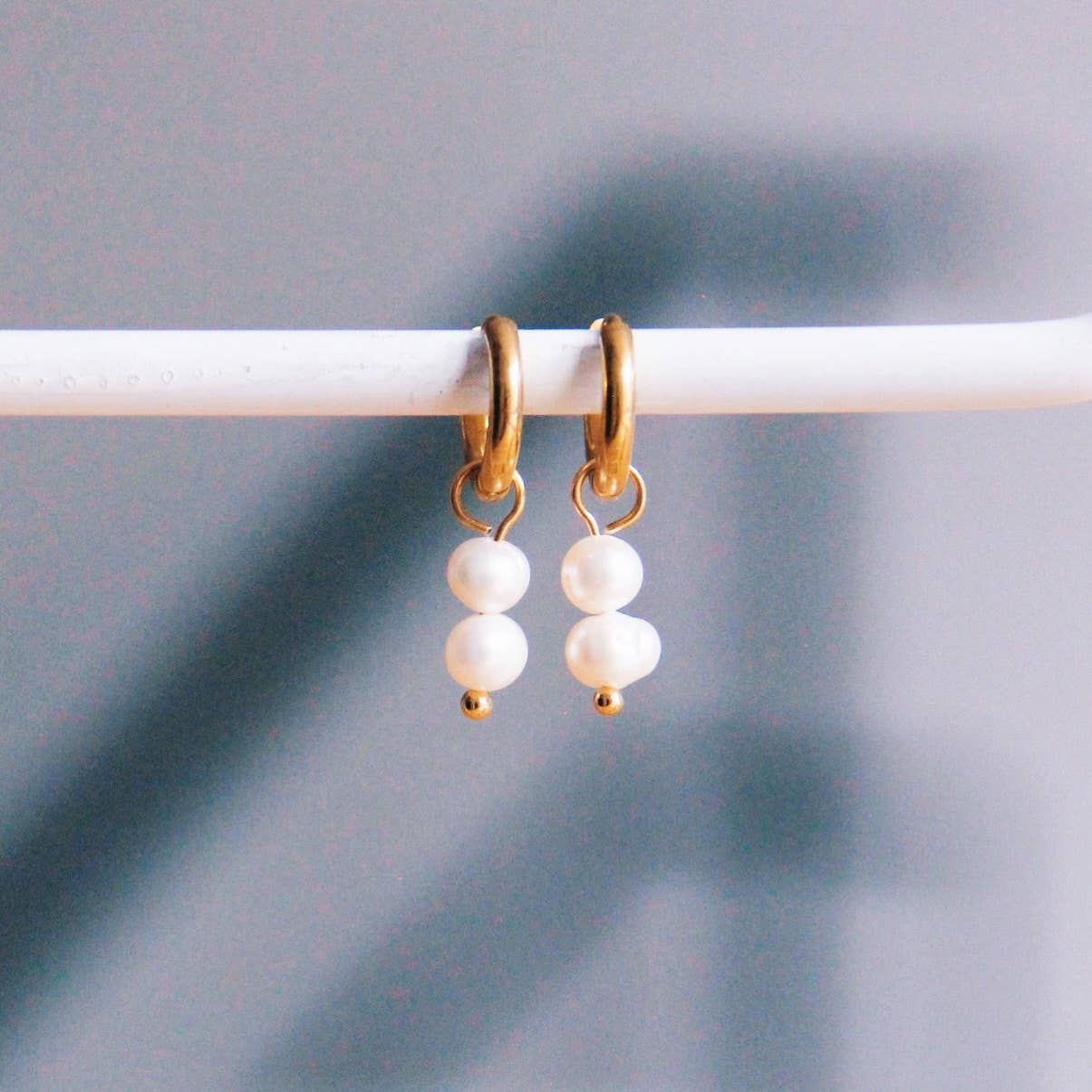 Freshwater Pearls Double Drop Hoop Earring