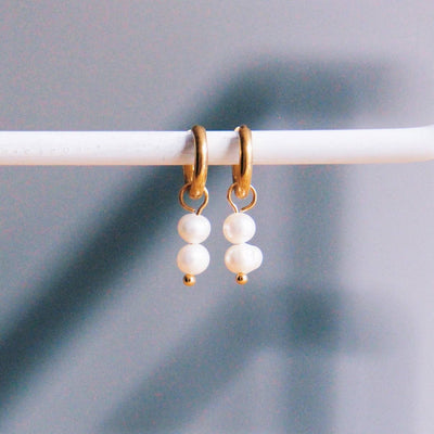 Freshwater Pearls Double Drop Hoop Earring