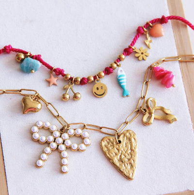 Charm Necklace Bow & Love