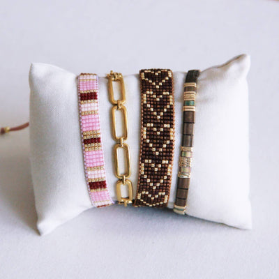 Heart Woven Bracelet Chocolate Gold