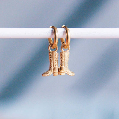 Cowboy Boot Gold Hoops