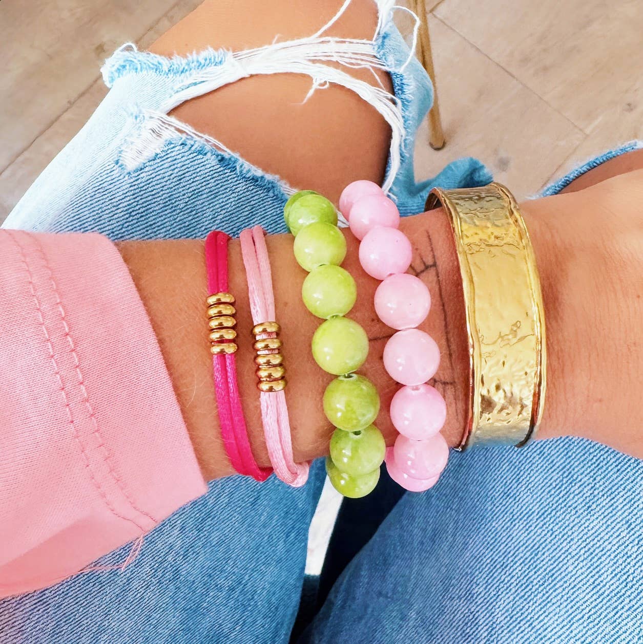 Natural Stone Bead Bracelet Peach