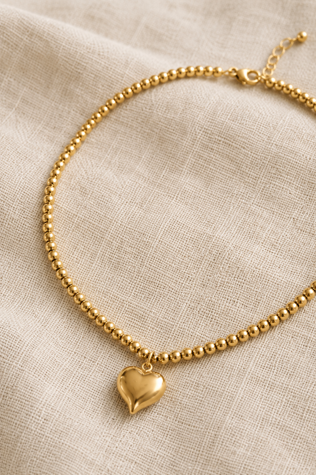 Beaded Necklace with Gold Heart
