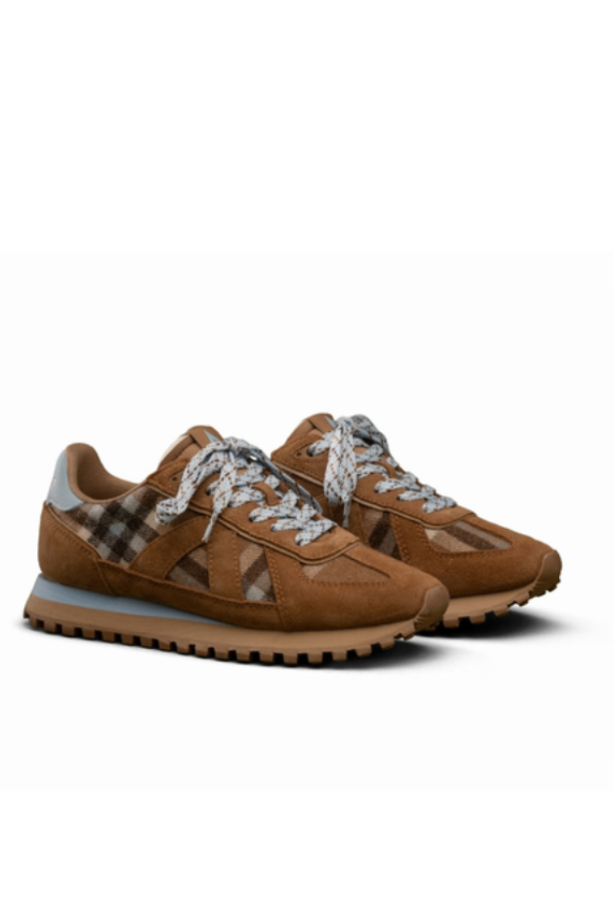 Gate Sneaker Tan Choco Blue Plaid