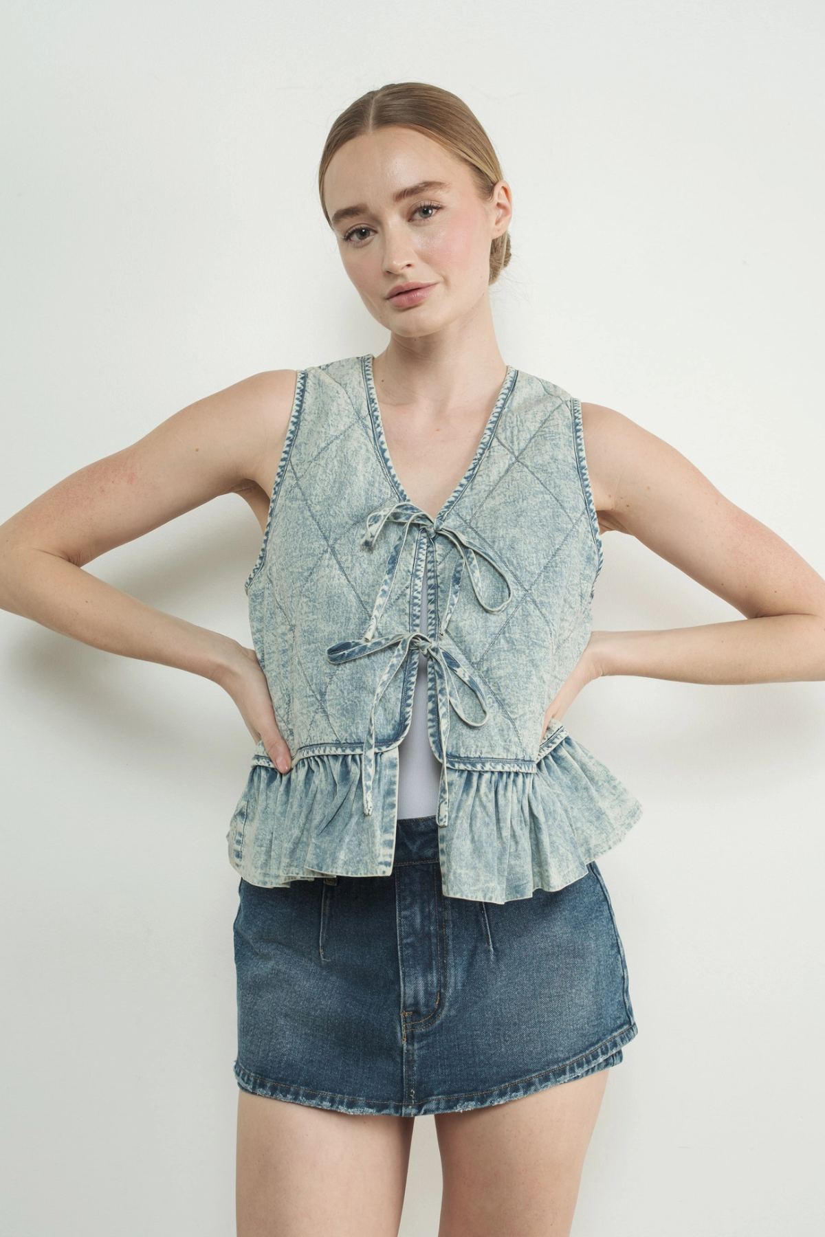 Ruffle Denim Vest