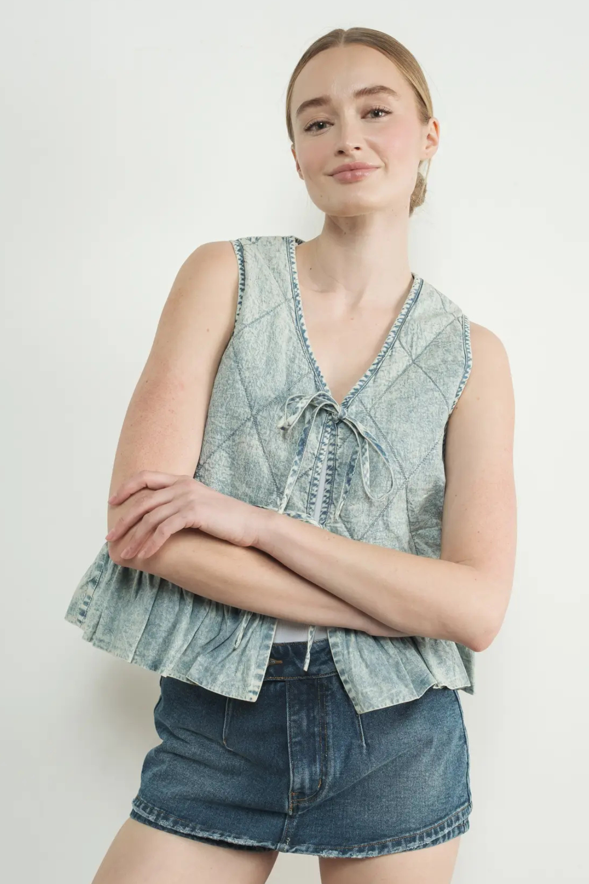 Ruffle Denim Vest