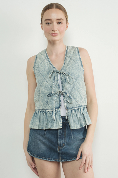 Ruffle Denim Vest