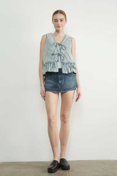 Ruffle Denim Vest