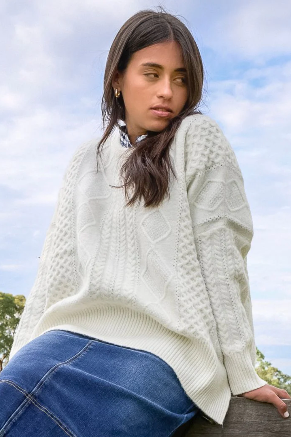 Guernsey Knit Jumper Ivory
