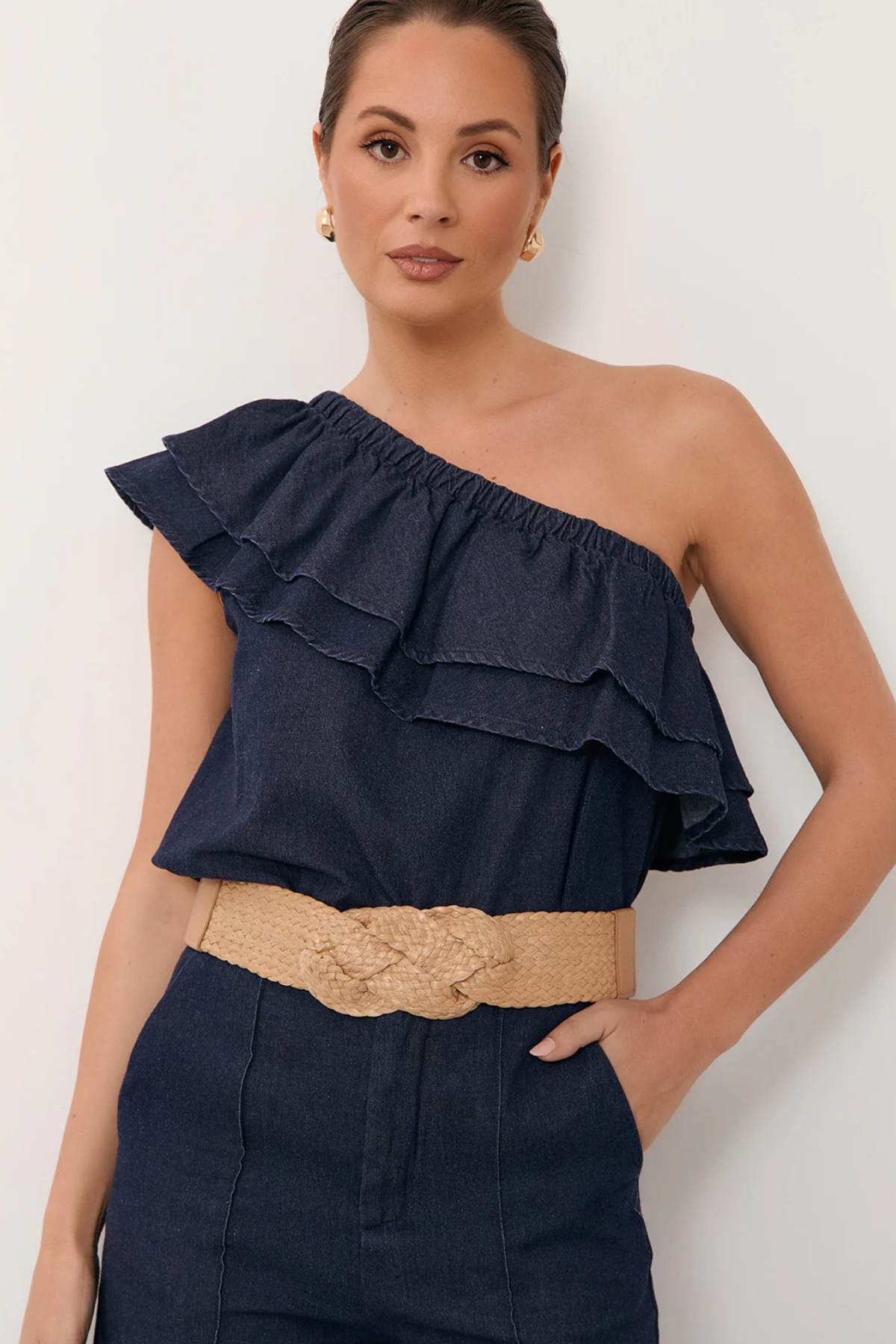 Knot Front Weave Stretch Belt