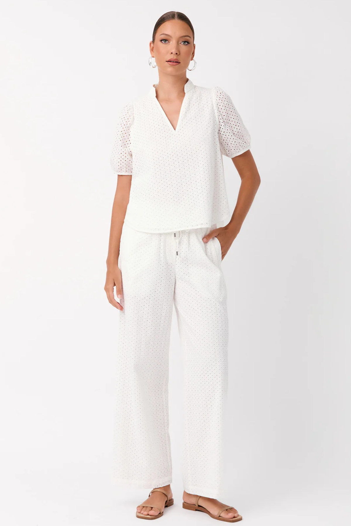 Leilani Broderie Anglaise Top White