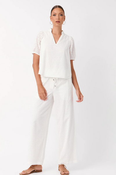 Leilani Broderie Anglaise Top White