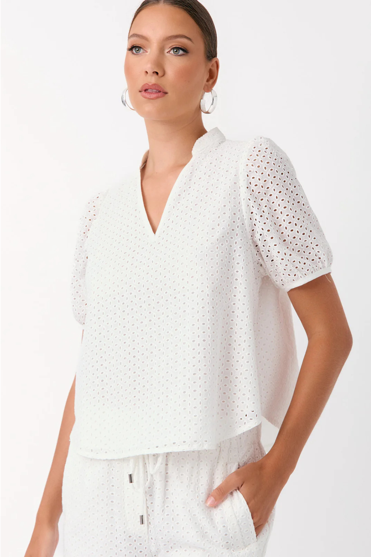 Leilani Broderie Anglaise Top White