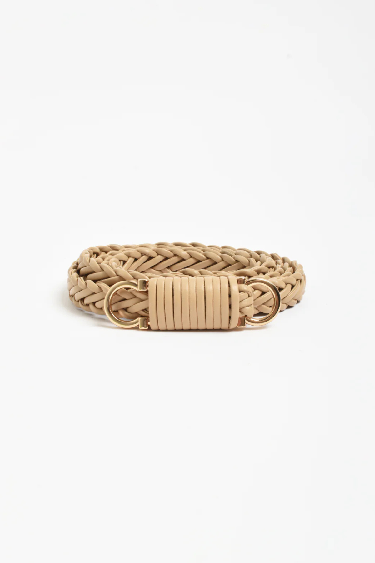 Plaited Thin Waist Belt Camel