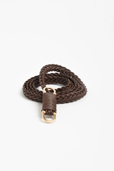 Plaited Thin Waist Belt Chocolate