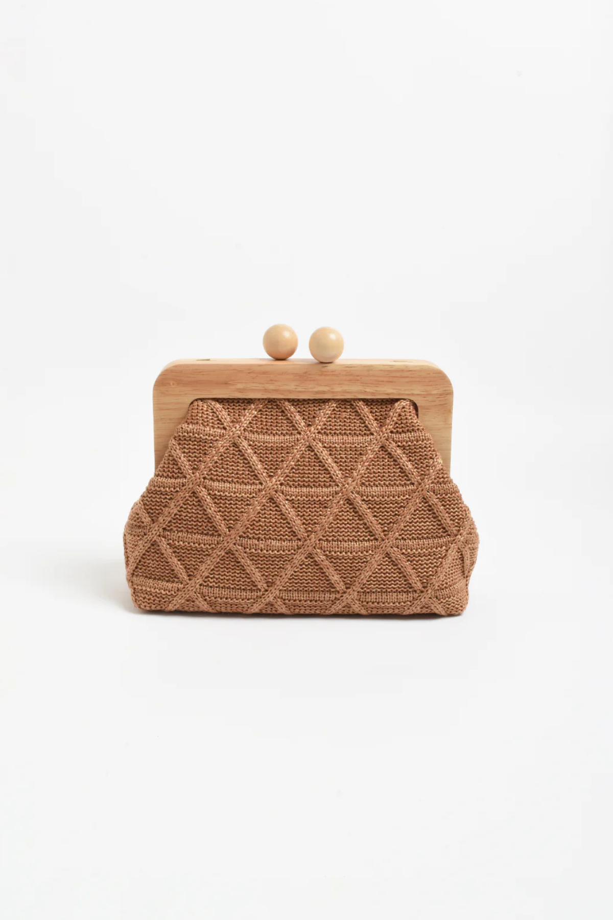 Tara Diamond Weave Timber Clutch