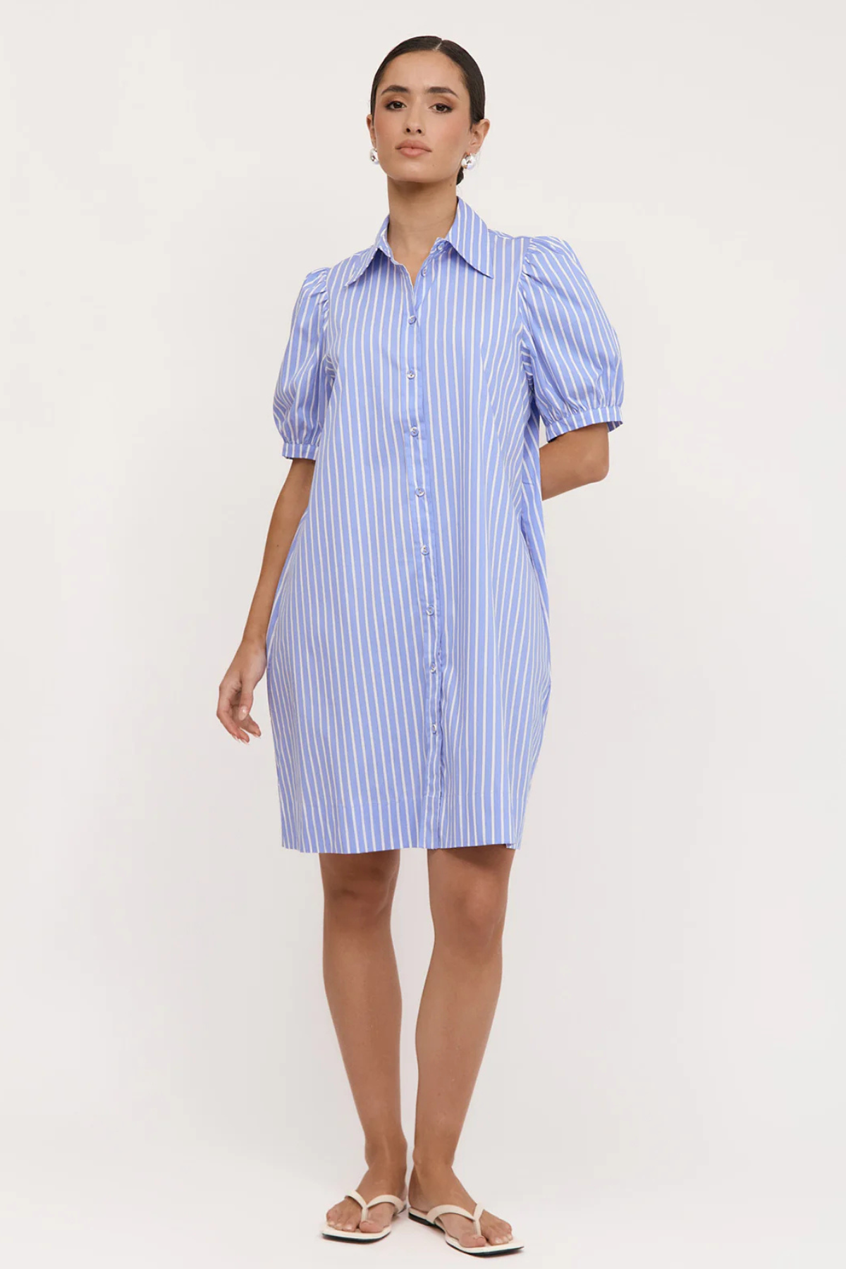 Louise Poplin Short Stripe Shirt Dress