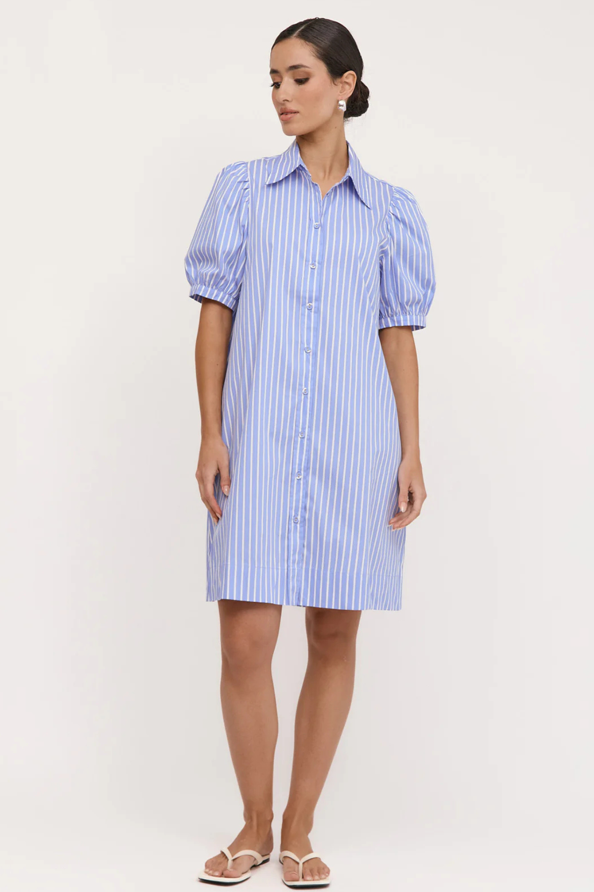 Louise Poplin Short Stripe Shirt Dress