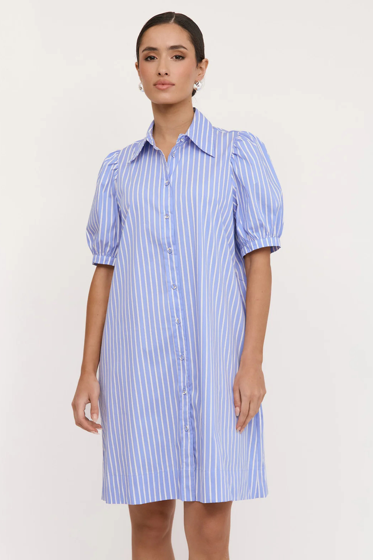 Louise Poplin Short Stripe Shirt Dress