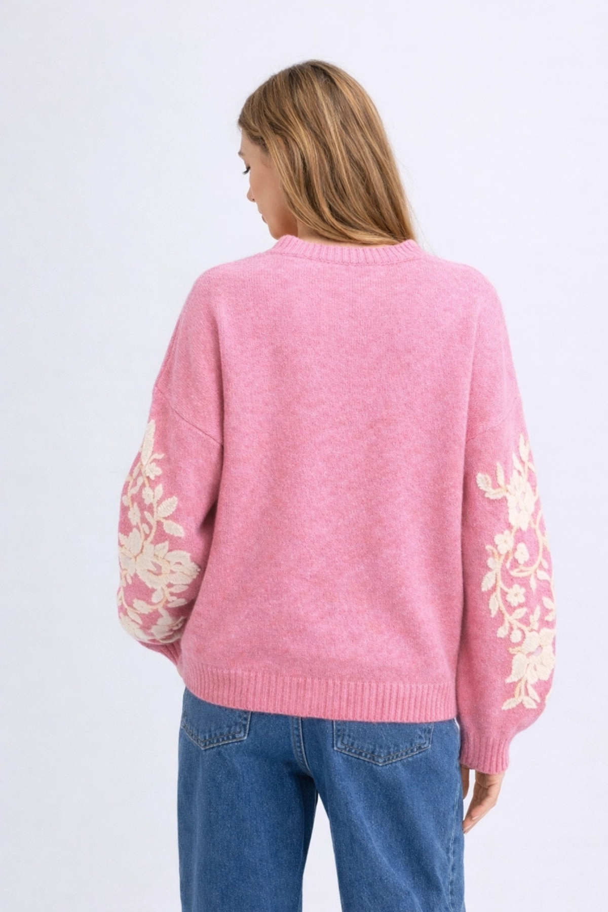Floral Embroidered Knit Rose