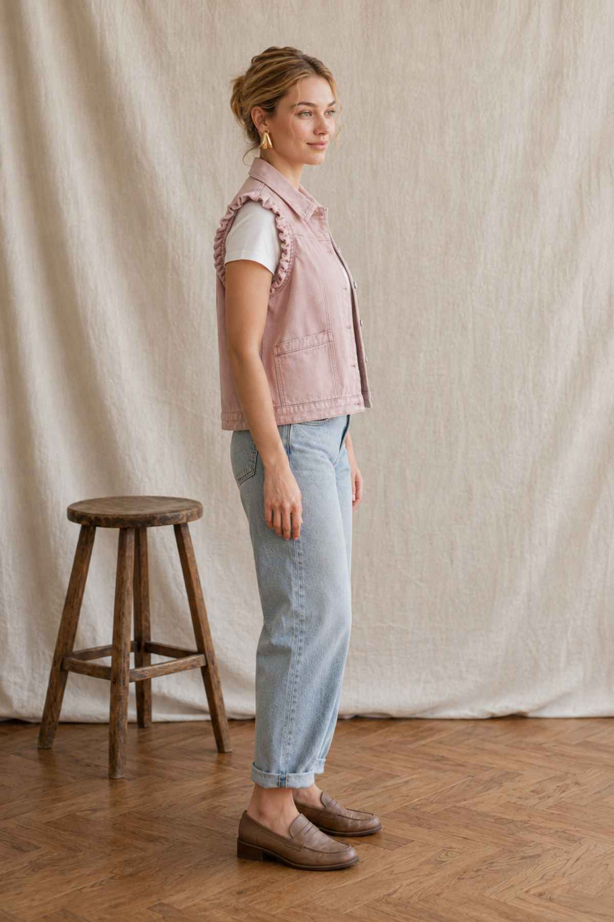 Amélie Denim Vest Rose