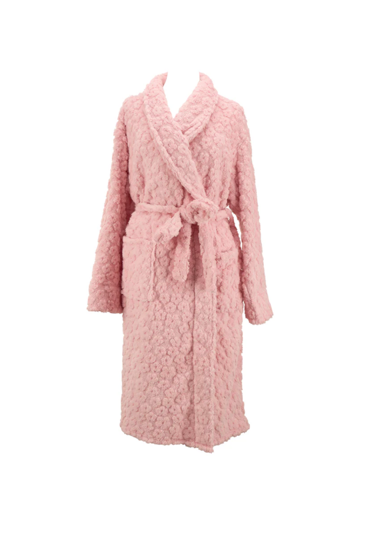 Bath Robe Cosy Luxe Embossed Flower Pink