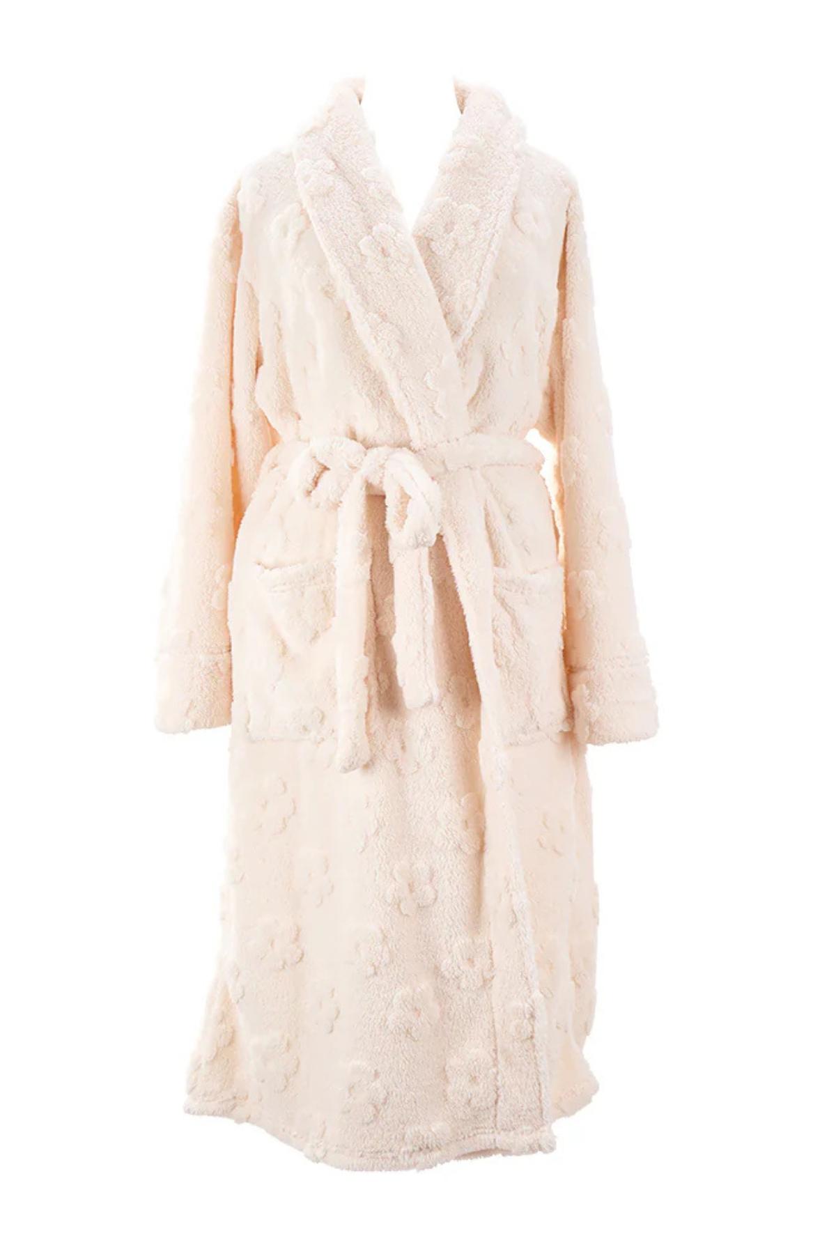 Bath Robe Cosy Luxe Embossed Flower Cream