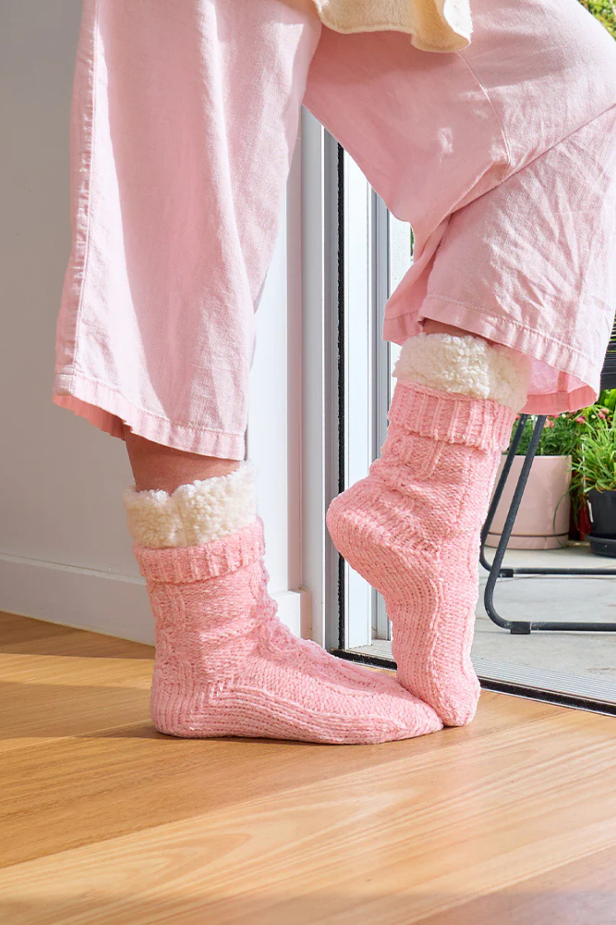 Chenille Lounge Socks Light Pink