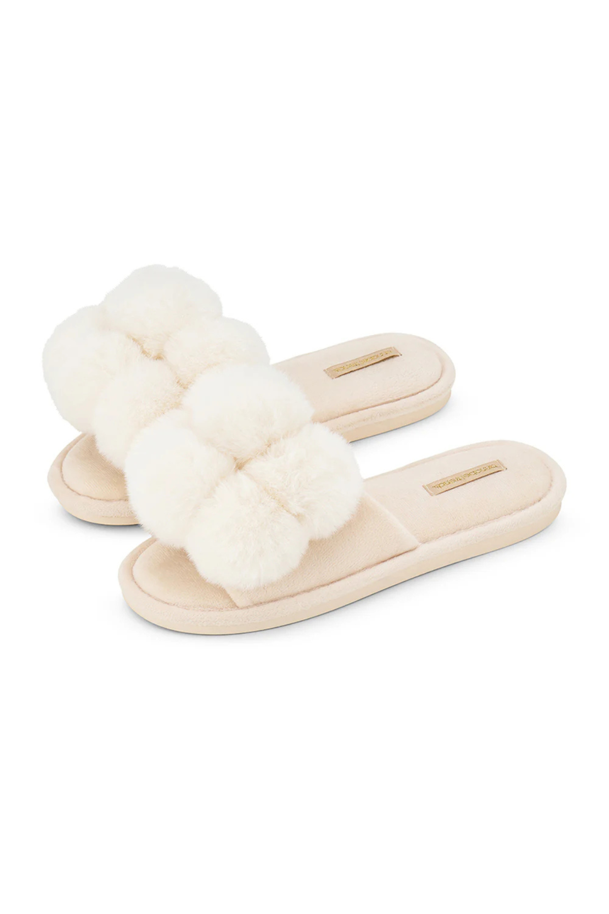 Pom Pom Slippers Cosy Luxe Ivory