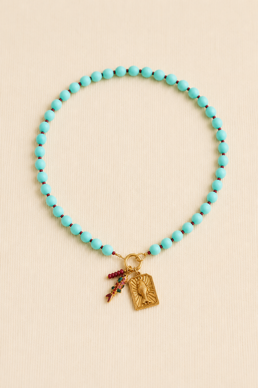 Beaded Necklace Miyuki Beads Charm Mint
