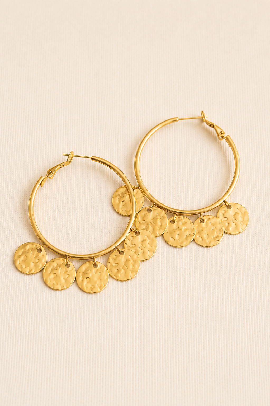 Large Hoops with Gold Coins