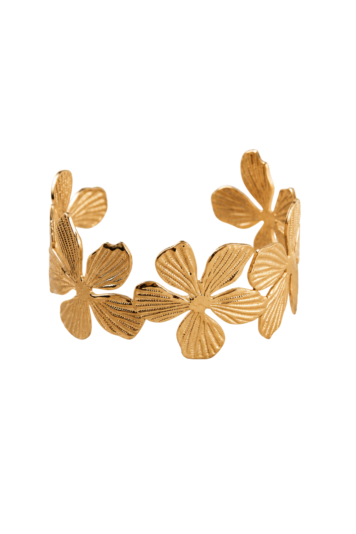 Large Wide Flower Bangle Cuff