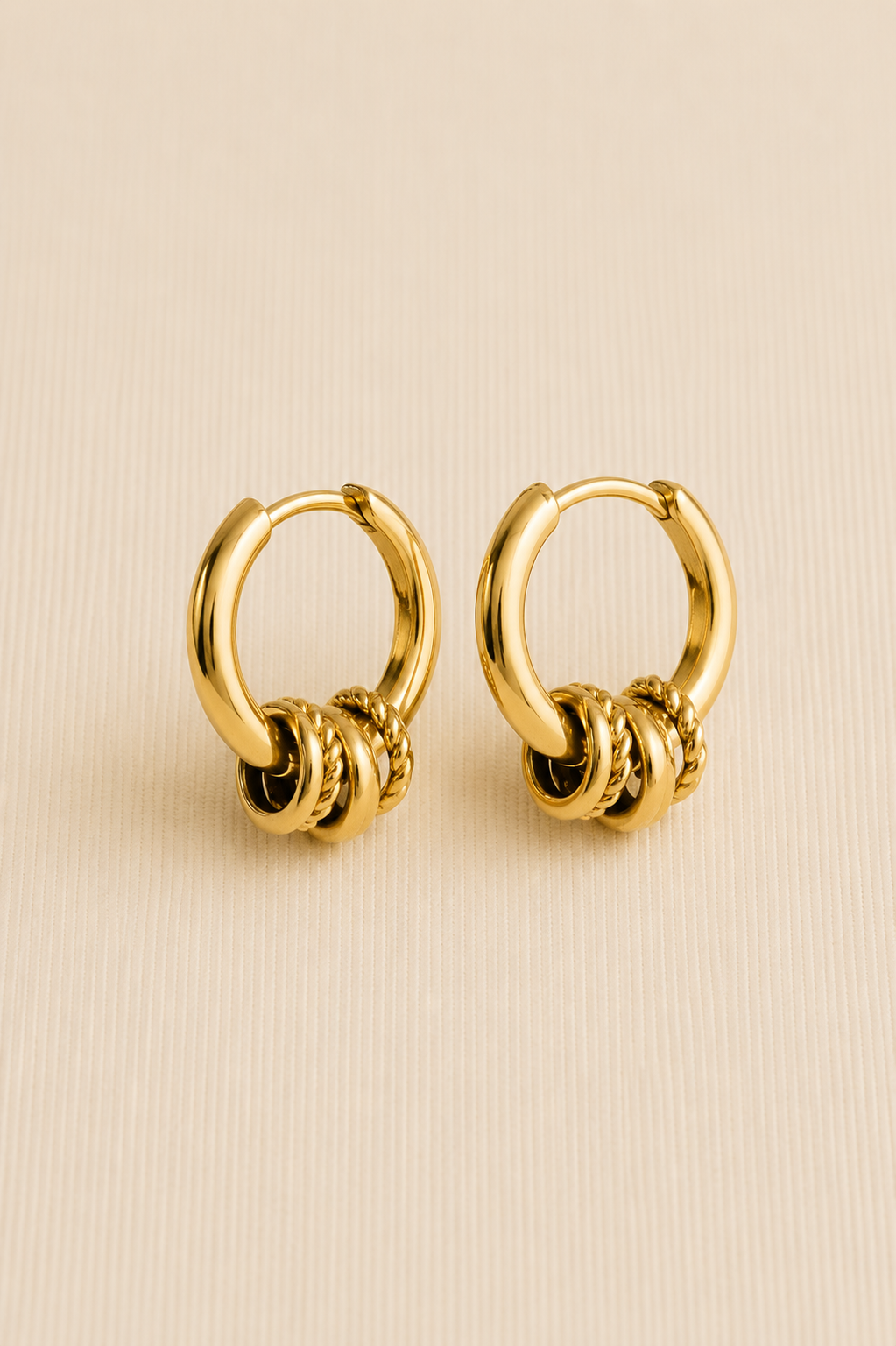 Stainless Steel Hoop Earrings Twisted Rings