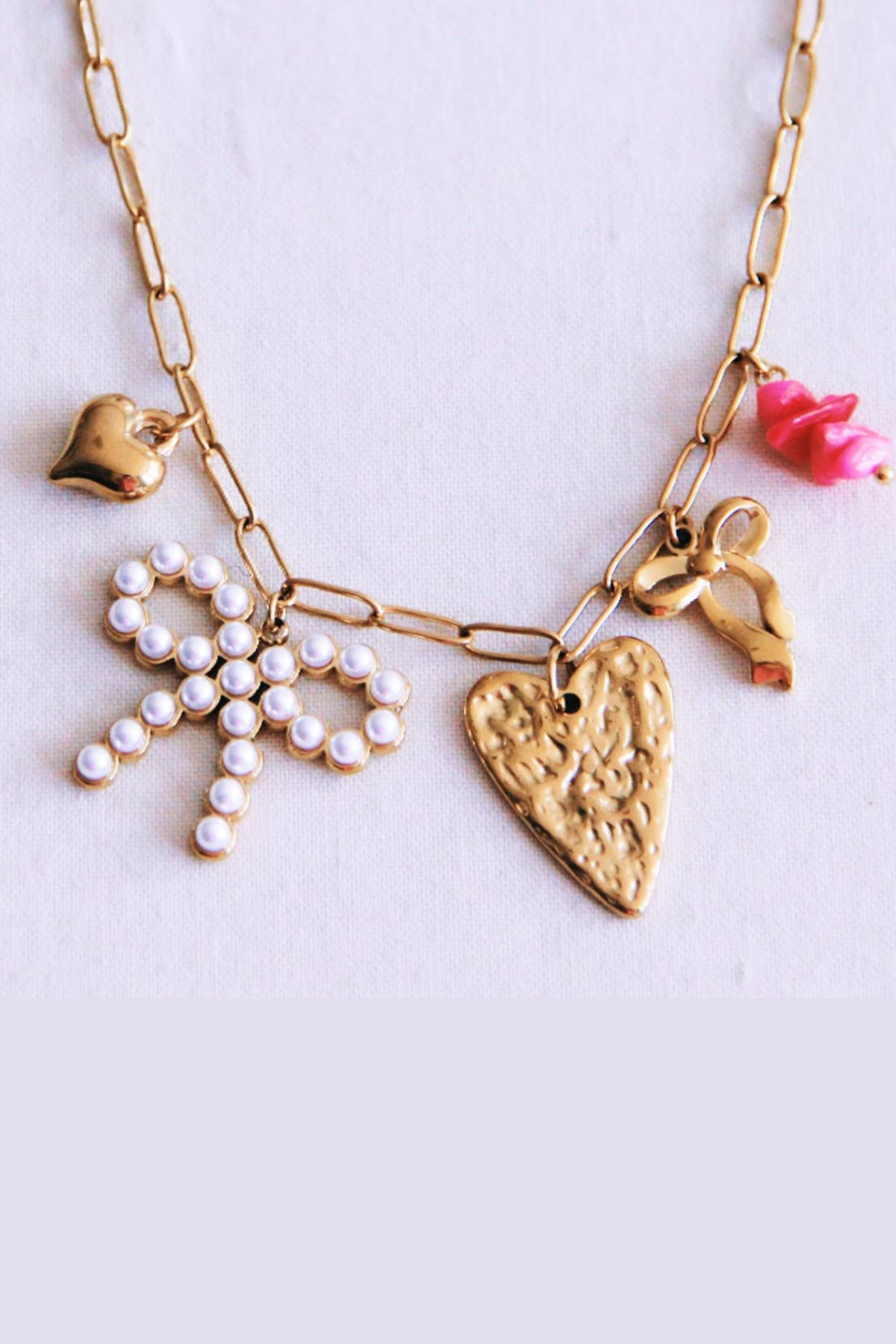 Charm Necklace Bow & Love