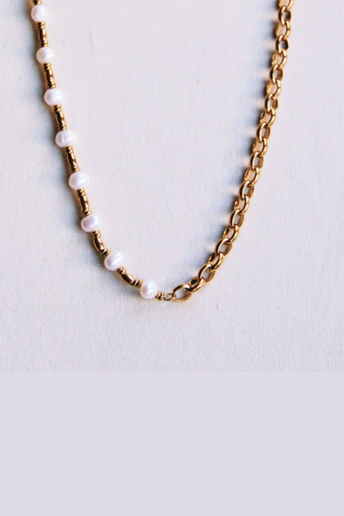 Coarse Link & Pearls Necklace