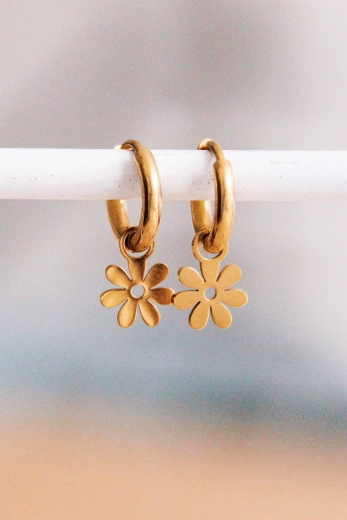 Daisy Flower Charm Hoops