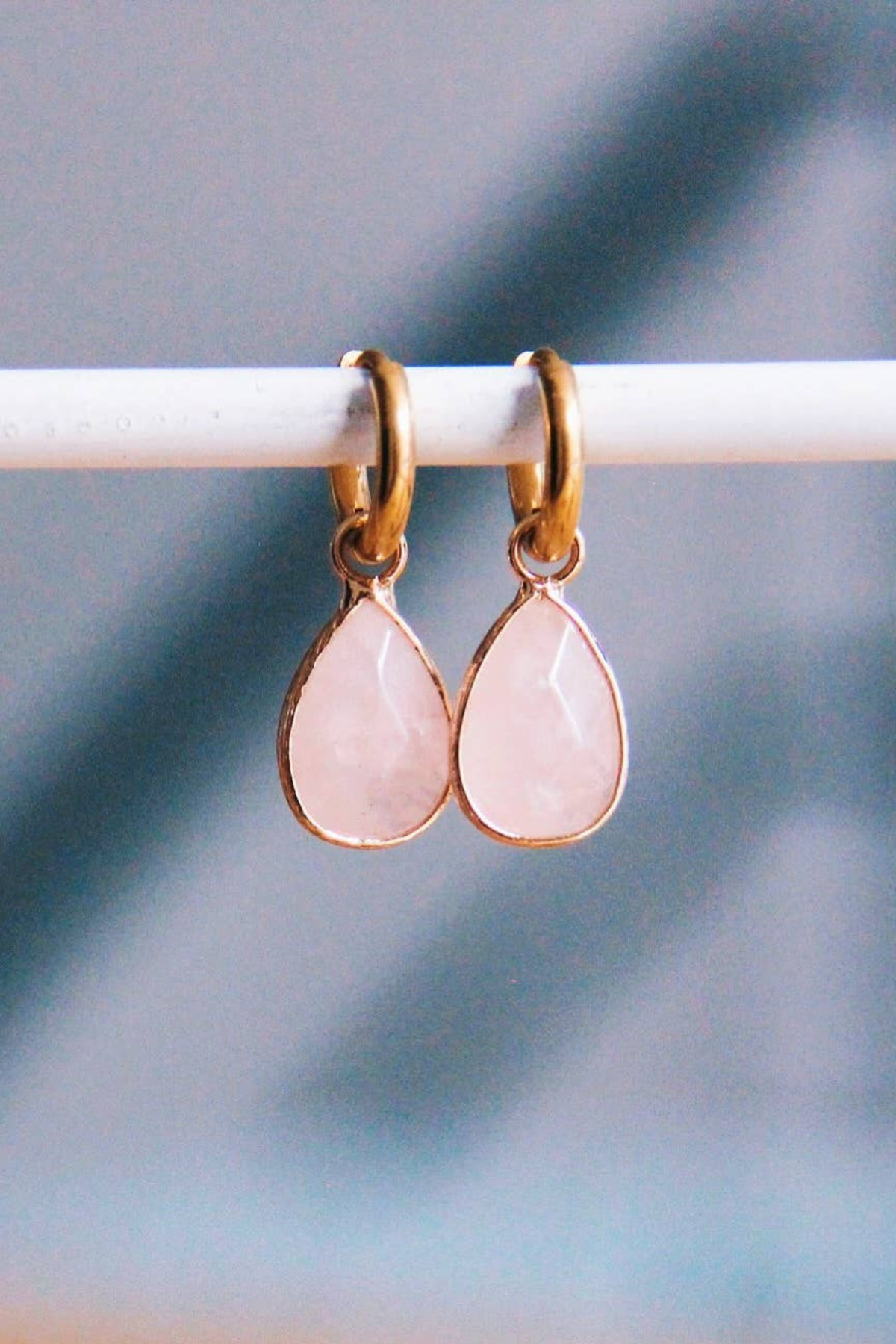 Drop Earrings Pink Stone