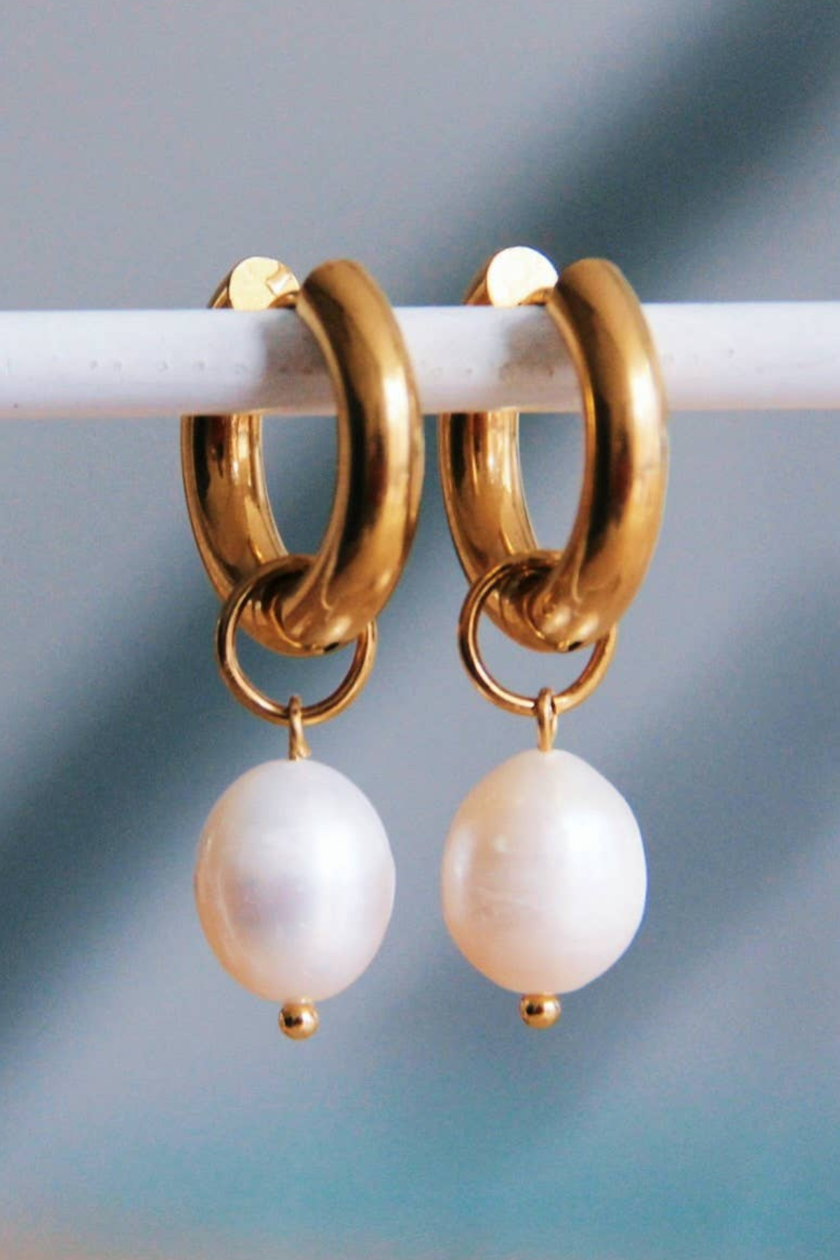 Freshwater Pearl Gold Hoops