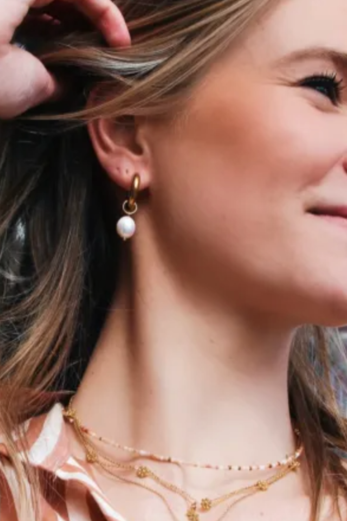 Freshwater Pearl Gold Hoops