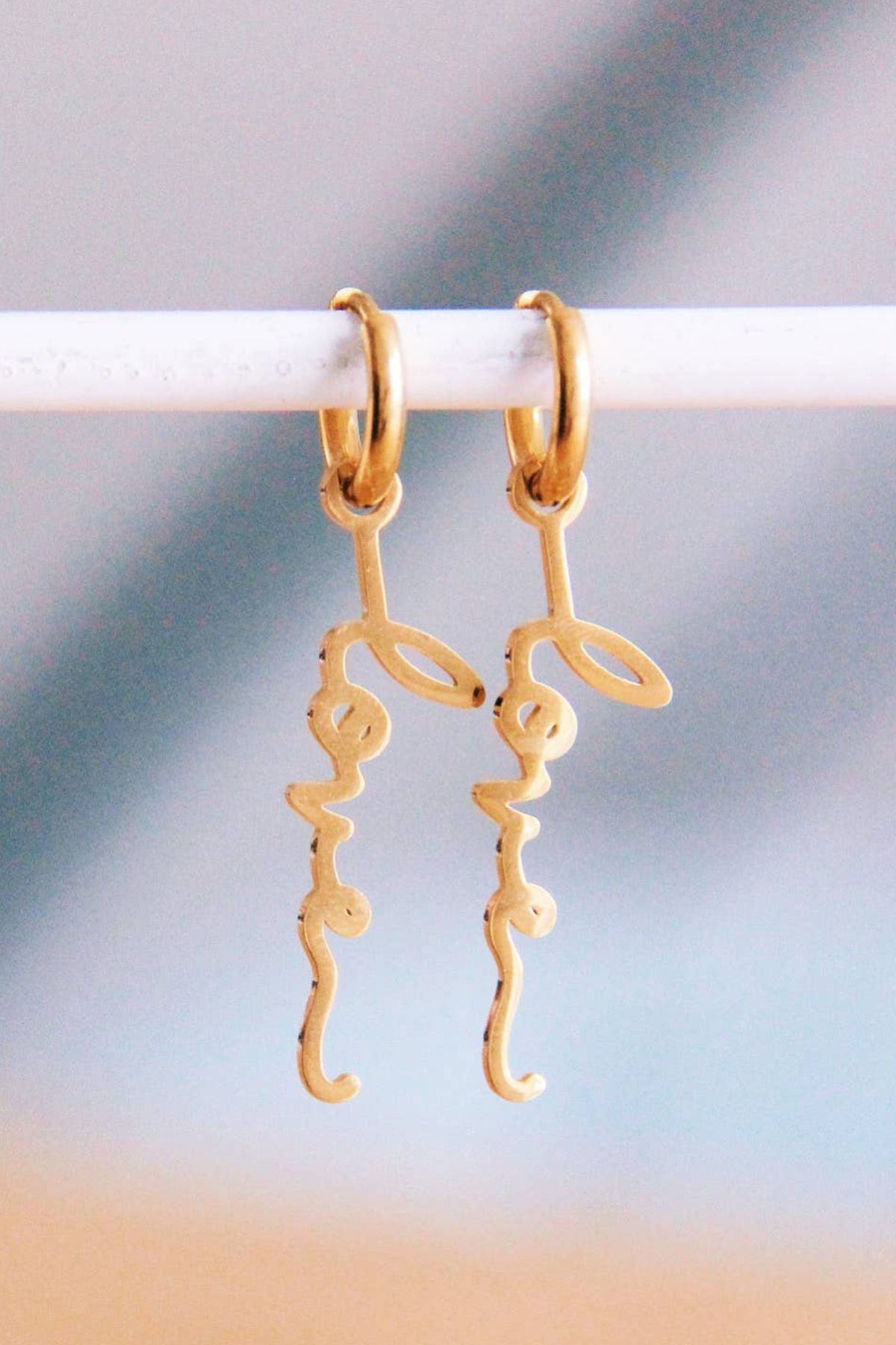 Gold LOVE Hoop Earrings