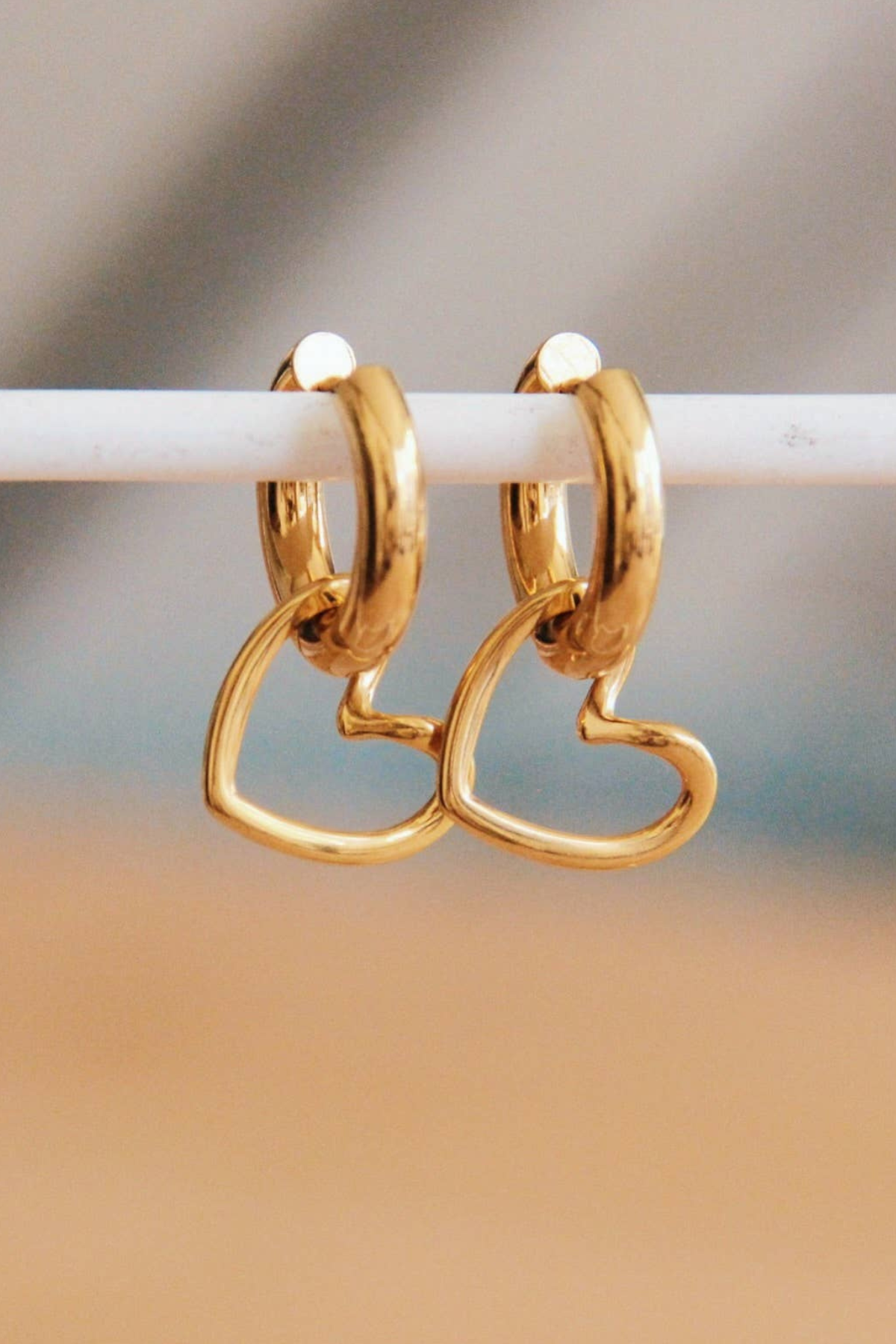 Heart Charm Gold Hoops