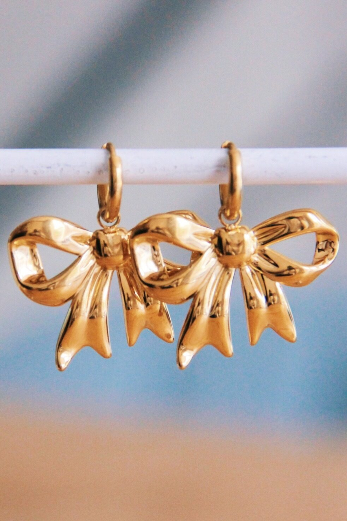 Large Bow Gold Hoop Earrings