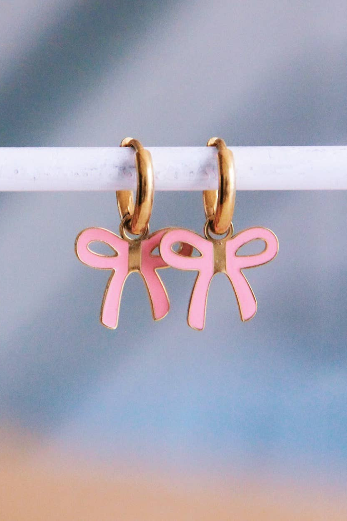 Pink Bow Hoop Earrings