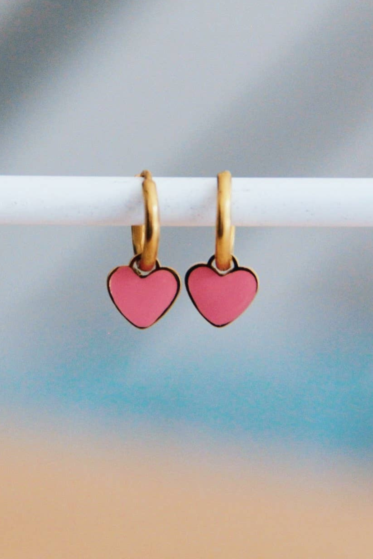 Pink Heart Earring Hoops