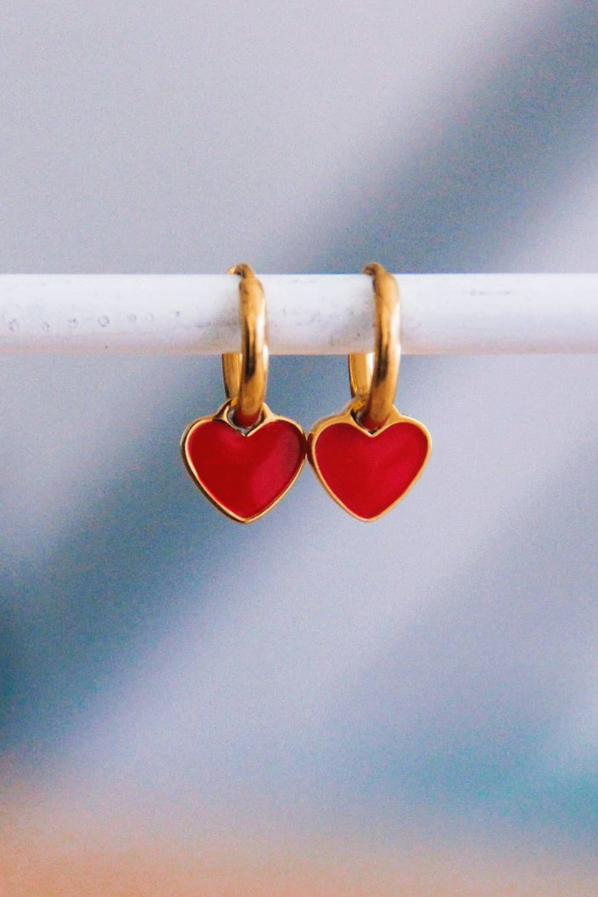 Red Heart Earring Hoops