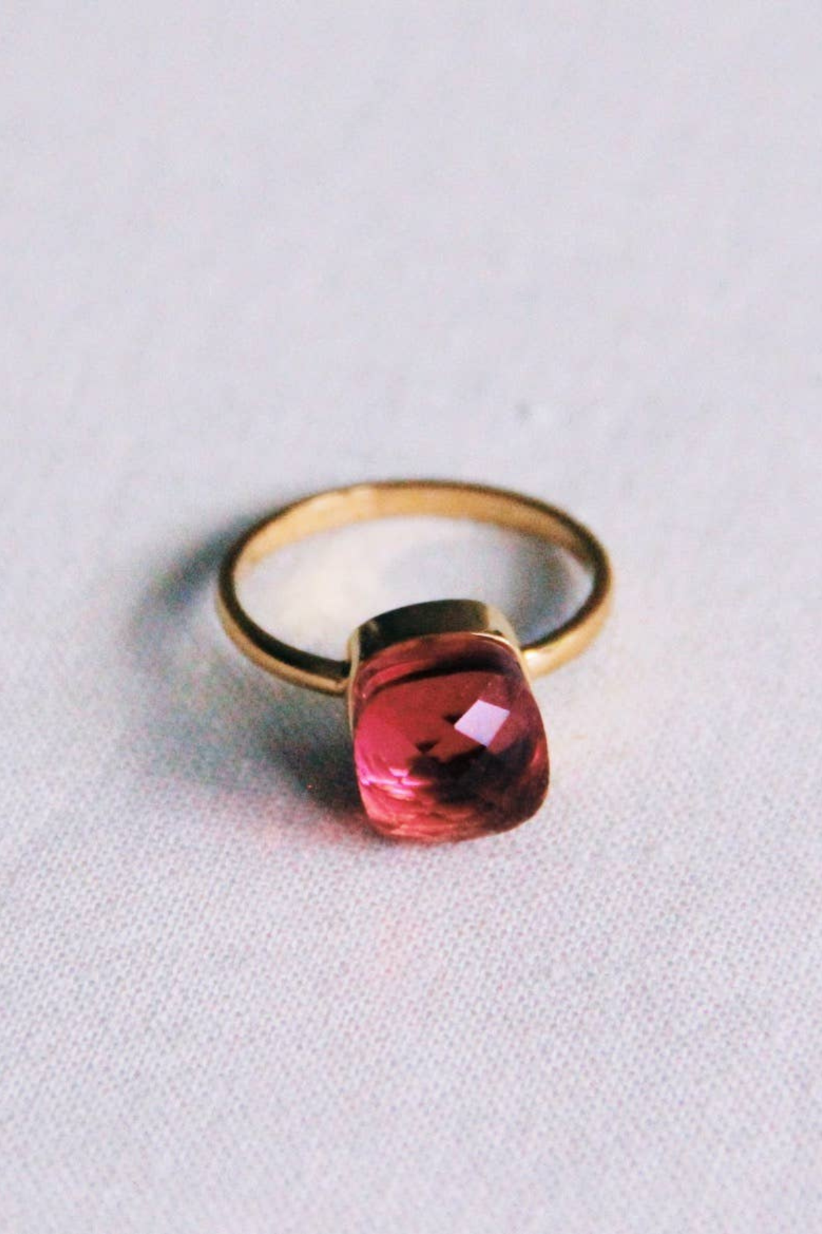 Square Crystal Stone Magenta Ring