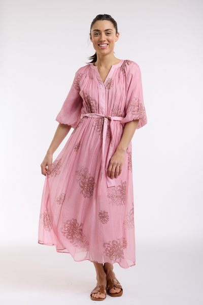 Billow Sleeve Dress Pink Print