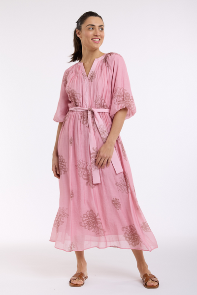 Billow Sleeve Dress Pink Print