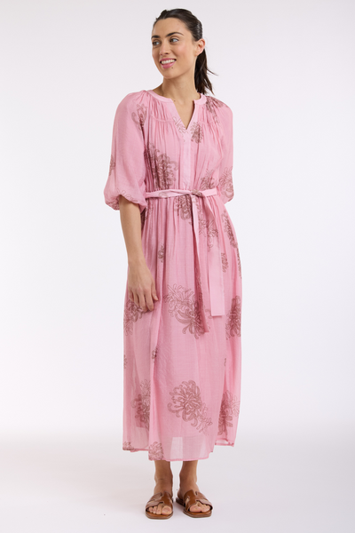 Billow Sleeve Dress Pink Print