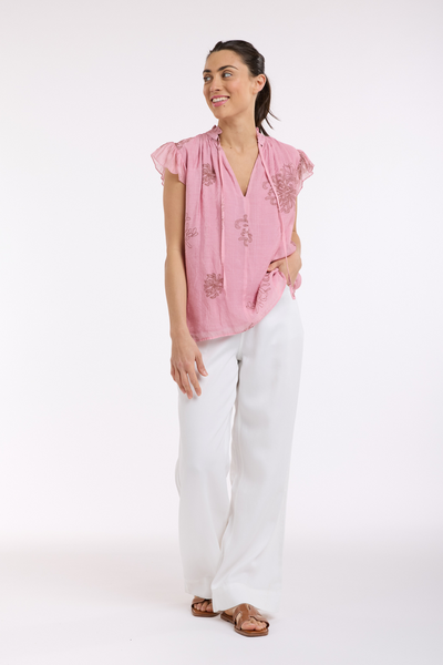 Frill Neck Blouse Soft Print